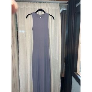 SKIMS Soft Lounge Tank Dress Periwinkle Blue Ribbed Modal Maxi Small S